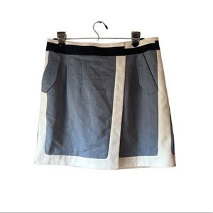 MORINE Comte Marant Mini Skirt Linen Blend Colorblock Blue Pockets Faux Wrap